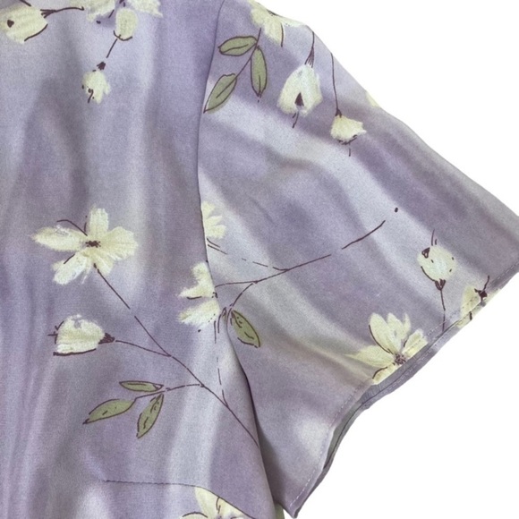 Vintage 90s Casual Corner Lavender Maxi Dress with Tie Blossom Print Modest Sz 6 - Picture 9 of 15